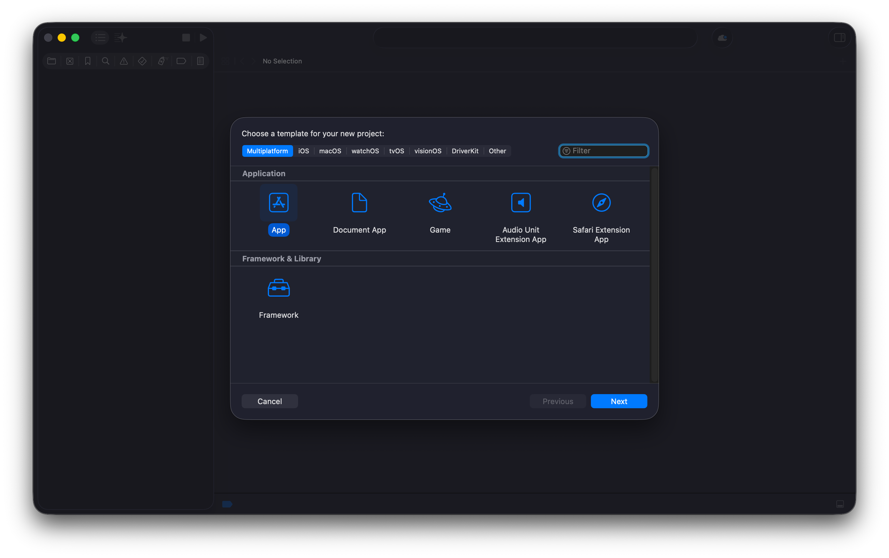 Xcode新建项目类型选择